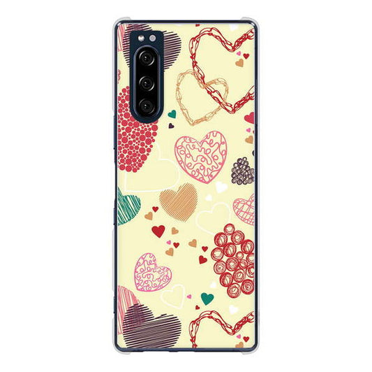 Xperia 5 SO-01M docomo 高画質仕上げ 背面印刷 ハードケース 【480 素朴なハート】