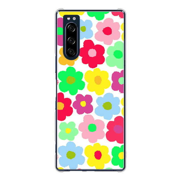 Xperia 5 SO-01M docomo 高画質仕上げ 背面印刷 ハードケース ルーズフラワー