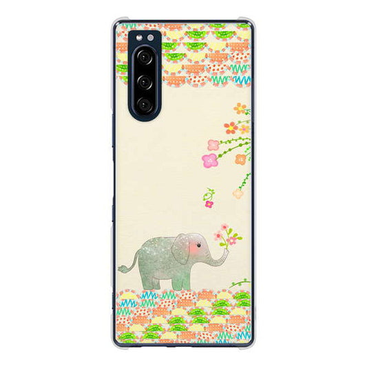 Xperia 5 SO-01M docomo 高画質仕上げ 背面印刷 ハードケース 【1039 お散歩ゾウさん】