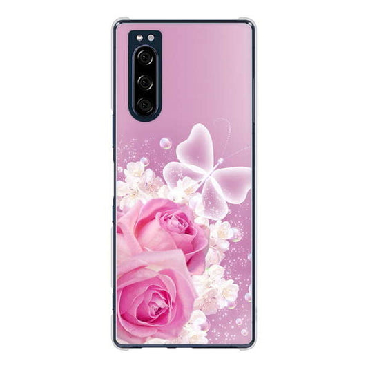 Xperia 5 SO-01M docomo 高画質仕上げ 背面印刷 ハードケース ロマンチックなバラ