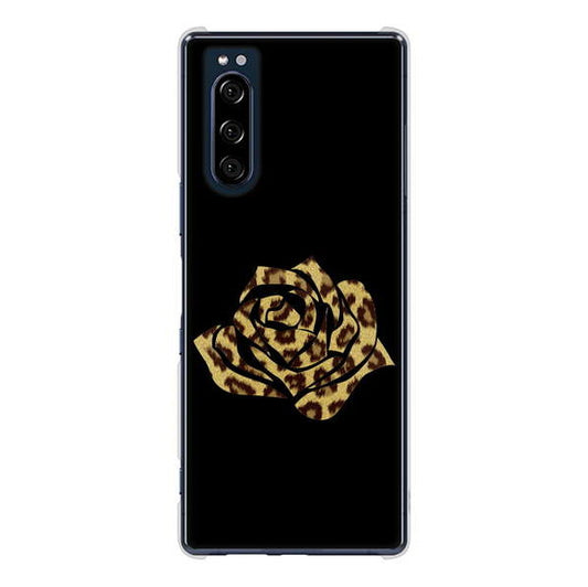 Xperia 5 SO-01M docomo 高画質仕上げ 背面印刷 ハードケース 【1184 ヒョウのバラ(茶)】