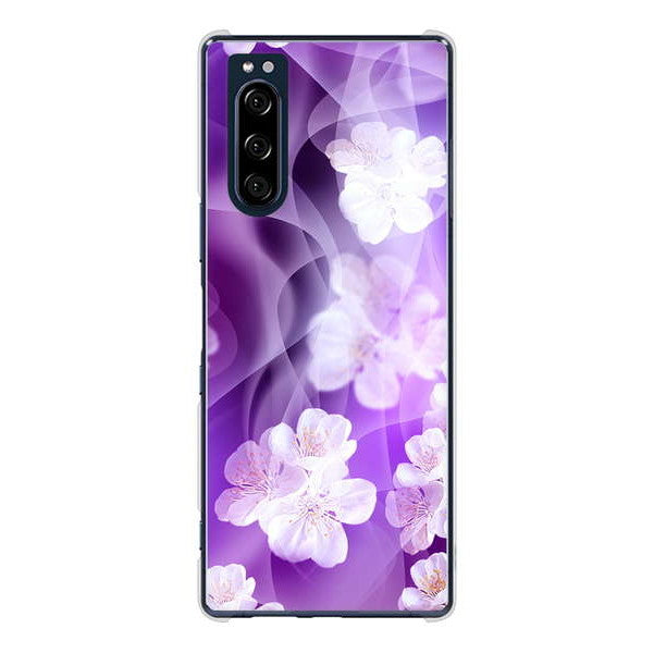 Xperia 5 SO-01M docomo 高画質仕上げ 背面印刷 ハードケース 【1211 桜とパープルの風】