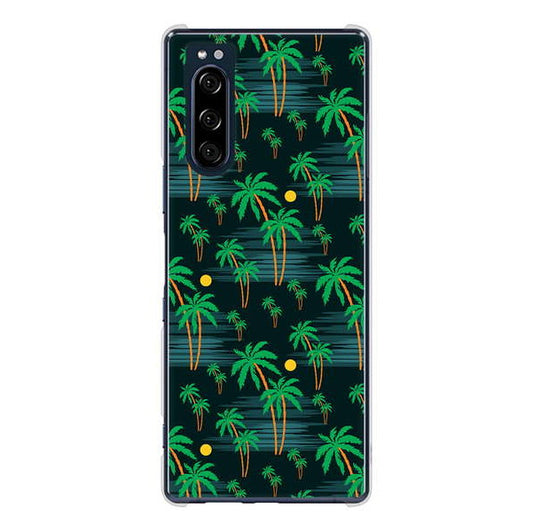 Xperia 5 SO-01M docomo 高画質仕上げ 背面印刷 ハードケース 【1315 月夜とヤシ】