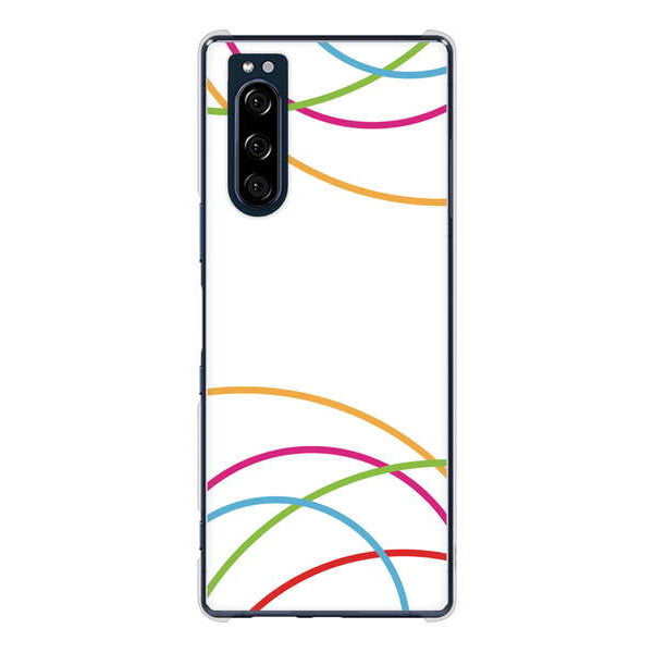 Xperia 5 SO-01M docomo 高画質仕上げ 背面印刷 ハードケース 【IB912 重なり合う曲線】