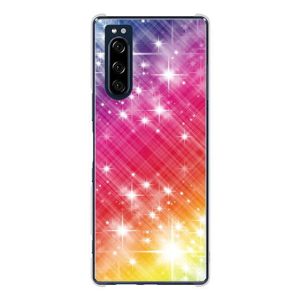 Xperia 5 SO-01M docomo 高画質仕上げ 背面印刷 ハードケース 【VA872 レインボーフレーム】