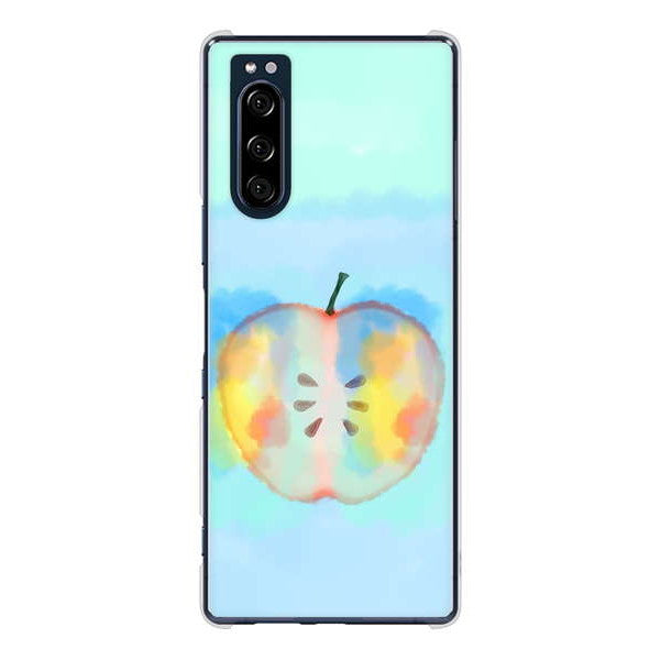 Xperia 5 SO-01M docomo 高画質仕上げ 背面印刷 ハードケース 【YJ181 りんご 水彩181】