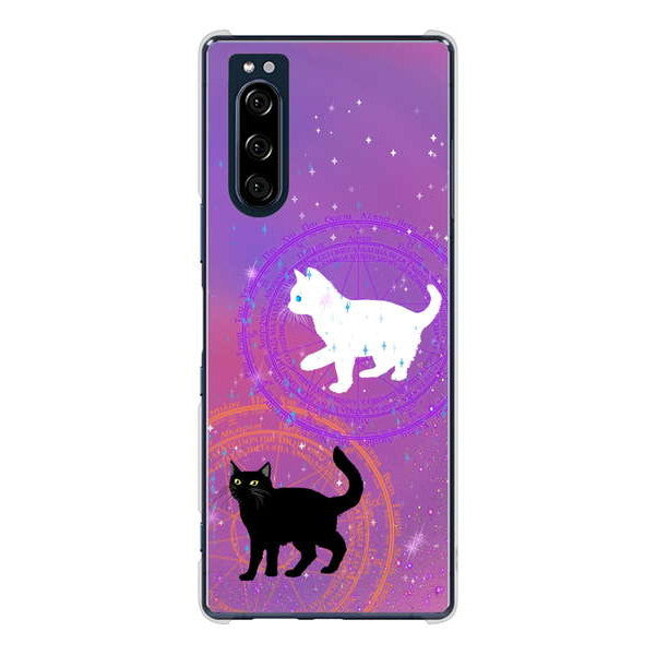 Xperia 5 SO-01M docomo 高画質仕上げ 背面印刷 ハードケース 魔法陣猫