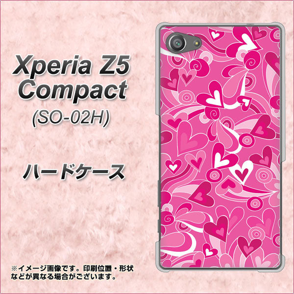 docomo エクスペリアZ5コンパクト SO-02H 高画質仕上げ 背面印刷 ハードケース【383 ピンクのハート】