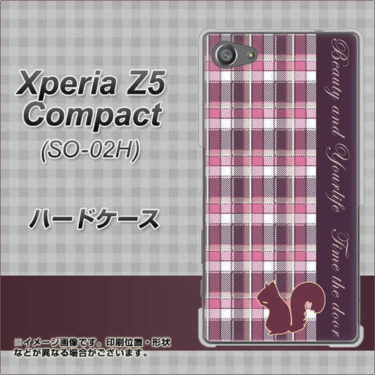 docomo エクスペリアZ5コンパクト SO-02H 高画質仕上げ 背面印刷 ハードケース【519 チェック柄にリス】