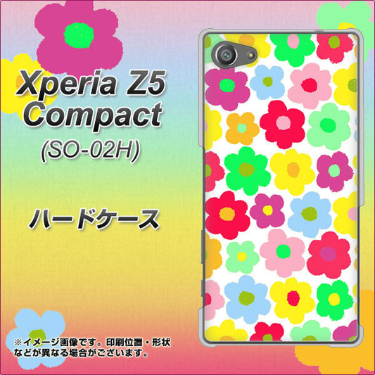 docomo エクスペリアZ5コンパクト SO-02H 高画質仕上げ 背面印刷 ハードケース【758 ルーズフラワーカラフル】