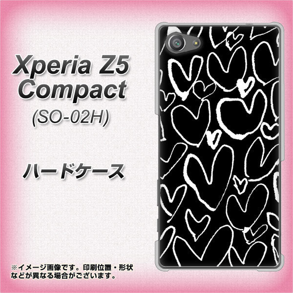 docomo エクスペリアZ5コンパクト SO-02H 高画質仕上げ 背面印刷 ハードケース【1124 ハート BK&WH】