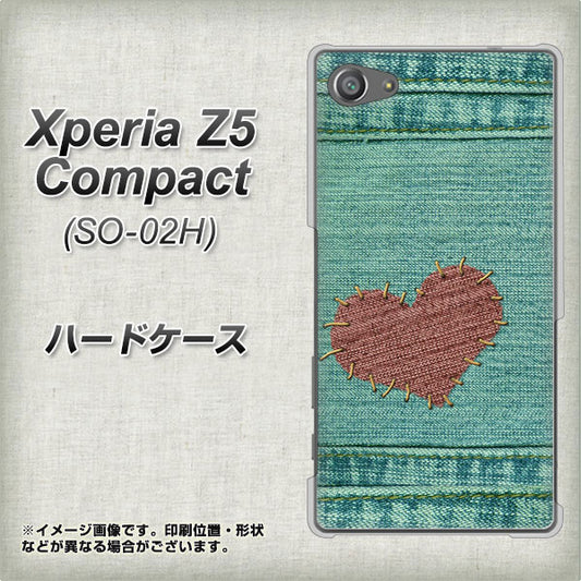 docomo エクスペリアZ5コンパクト SO-02H 高画質仕上げ 背面印刷 ハードケース【1142 デニムとハート】