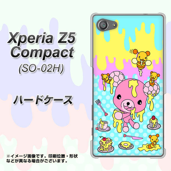 docomo エクスペリアZ5コンパクト SO-02H 高画質仕上げ 背面印刷 ハードケース【AG821 ハニベア(水玉水色)】