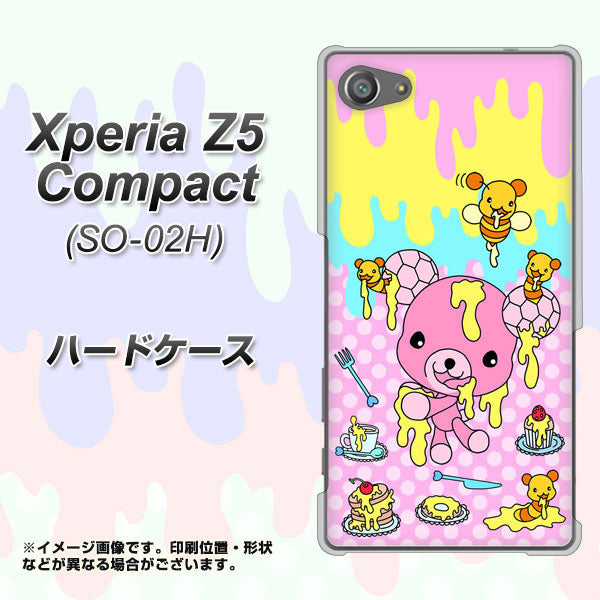 docomo エクスペリアZ5コンパクト SO-02H 高画質仕上げ 背面印刷 ハードケース【AG822 ハニベア(水玉ピンク)】