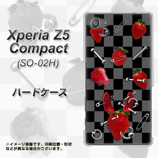 docomo エクスペリアZ5コンパクト SO-02H 高画質仕上げ 背面印刷 ハードケース【AG833 苺パンク（黒）】