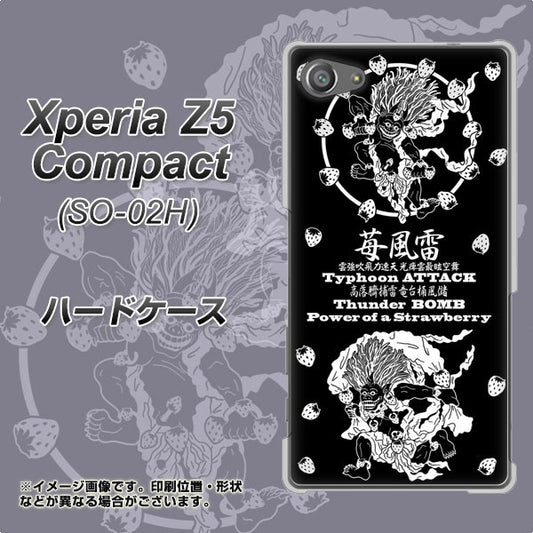 docomo エクスペリアZ5コンパクト SO-02H 高画質仕上げ 背面印刷 ハードケース【AG839 苺風雷神（黒）】