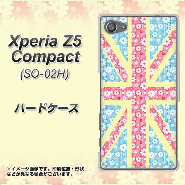 docomo エクスペリアZ5コンパクト SO-02H 高画質仕上げ 背面印刷 ハードケース【EK895 ユニオンジャックパステルフラワー】
