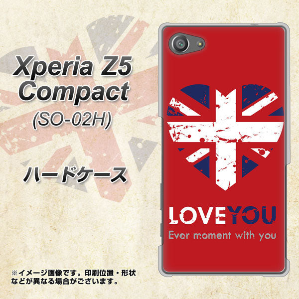 docomo エクスペリアZ5コンパクト SO-02H 高画質仕上げ 背面印刷 ハードケース【SC804 ユニオンジャック ハートビンテージレッド】