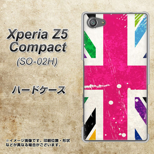 docomo エクスペリアZ5コンパクト SO-02H 高画質仕上げ 背面印刷 ハードケース【SC806 ユニオンジャック ピンクビンテージ】