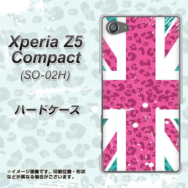 docomo エクスペリアZ5コンパクト SO-02H 高画質仕上げ 背面印刷 ハードケース【SC807 ユニオンジャック ピンクヒョウ柄】
