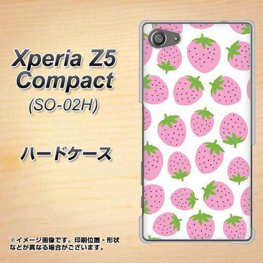 docomo エクスペリアZ5コンパクト SO-02H 高画質仕上げ 背面印刷 ハードケース【SC809 小さいイチゴ模様 ピンク】