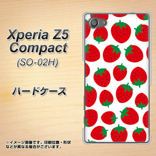 docomo エクスペリアZ5コンパクト SO-02H 高画質仕上げ 背面印刷 ハードケース【SC811 小さいイチゴ模様 レッド】