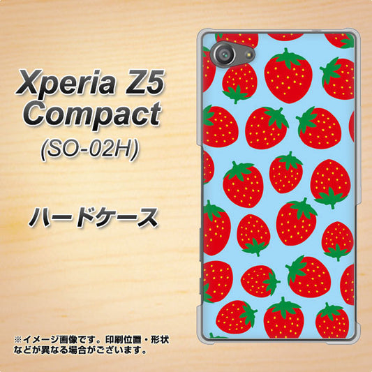 docomo エクスペリアZ5コンパクト SO-02H 高画質仕上げ 背面印刷 ハードケース【SC814 小さいイチゴ模様 レッドとブルー】