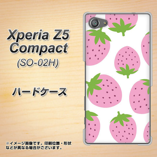 docomo エクスペリアZ5コンパクト SO-02H 高画質仕上げ 背面印刷 ハードケース【SC816 大きいイチゴ模様 ピンク】