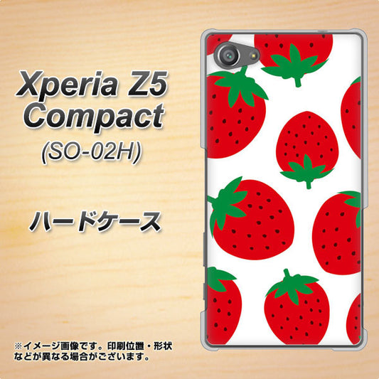docomo エクスペリアZ5コンパクト SO-02H 高画質仕上げ 背面印刷 ハードケース【SC818 大きいイチゴ模様レッド】