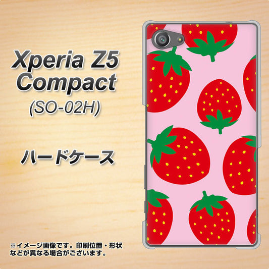 docomo エクスペリアZ5コンパクト SO-02H 高画質仕上げ 背面印刷 ハードケース【SC820 大きいイチゴ模様レッドとピンク】