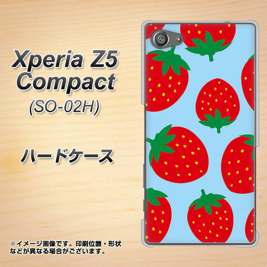 docomo エクスペリアZ5コンパクト SO-02H 高画質仕上げ 背面印刷 ハードケース【SC821 大きいイチゴ模様レッドとブルー】