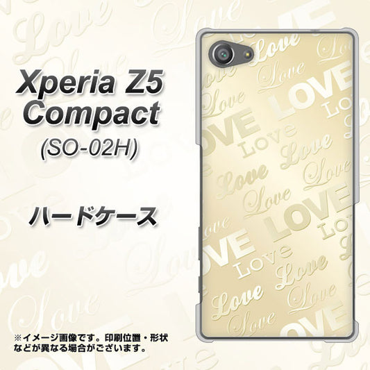 docomo エクスペリアZ5コンパクト SO-02H 高画質仕上げ 背面印刷 ハードケース【SC840 エンボス風LOVEリンク(ヌーディーベージュ)】