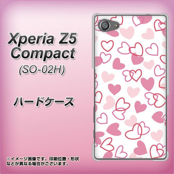 docomo エクスペリアZ5コンパクト SO-02H 高画質仕上げ 背面印刷 ハードケース【VA929 ハートがいっぱい ピンク】