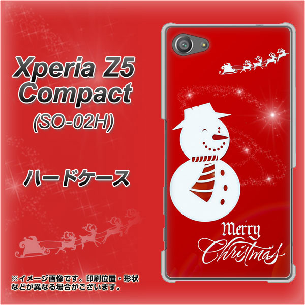 docomo エクスペリアZ5コンパクト SO-02H 高画質仕上げ 背面印刷 ハードケース【XA802 ウインク雪だるま】