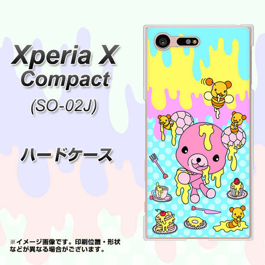 docomo エクスペリアXコンパクト SO-02J 高画質仕上げ 背面印刷 ハードケース【AG821 ハニベア(水玉水色)】