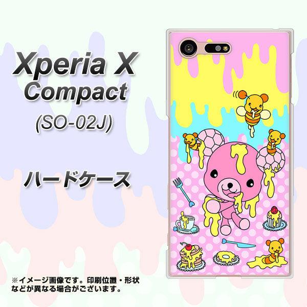 docomo エクスペリアXコンパクト SO-02J 高画質仕上げ 背面印刷 ハードケース【AG822 ハニベア(水玉ピンク)】