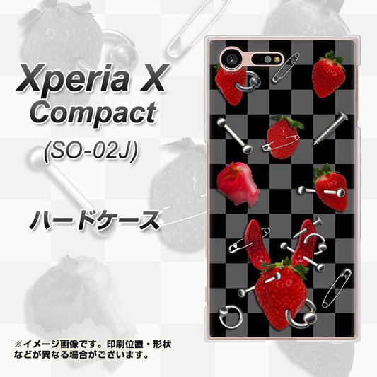 docomo エクスペリアXコンパクト SO-02J 高画質仕上げ 背面印刷 ハードケース【AG833 苺パンク(黒)】