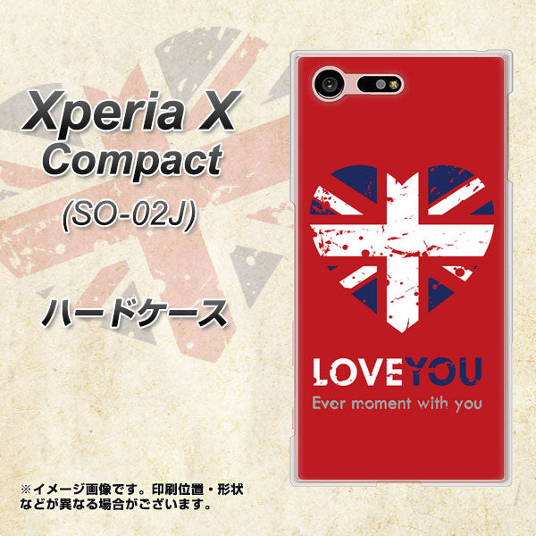 docomo エクスペリアXコンパクト SO-02J 高画質仕上げ 背面印刷 ハードケース【SC804 ユニオンジャック ハートビンテージレッド】