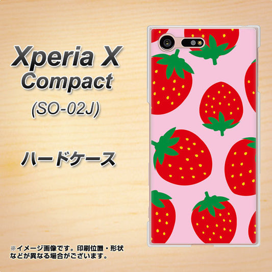 docomo エクスペリアXコンパクト SO-02J 高画質仕上げ 背面印刷 ハードケース【SC820 大きいイチゴ模様レッドとピンク】