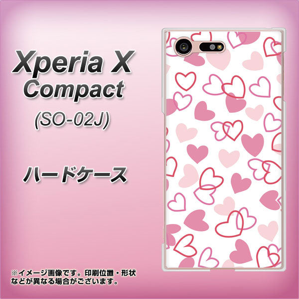 docomo エクスペリアXコンパクト SO-02J 高画質仕上げ 背面印刷 ハードケース【VA929 ハートがいっぱい ピンク】