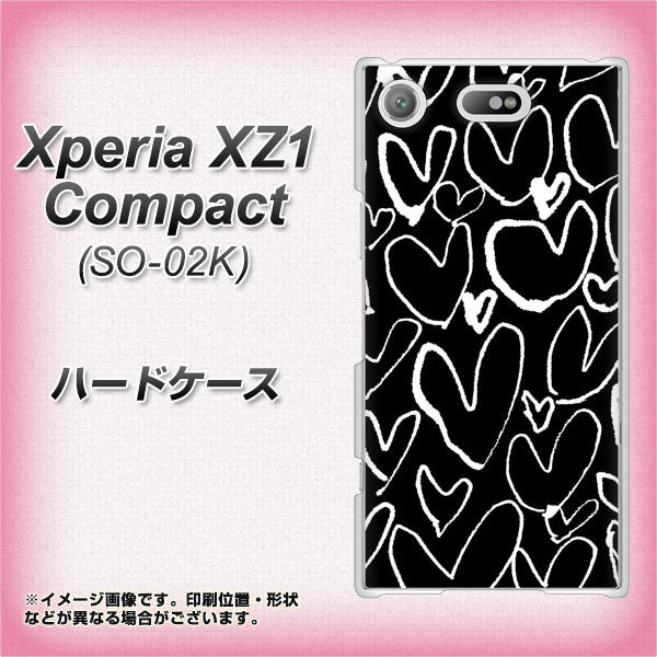 docomo エクスペリアXZ1 コンパクトSO-02K 高画質仕上げ 背面印刷 ハードケース【1124 ハート BK&WH】