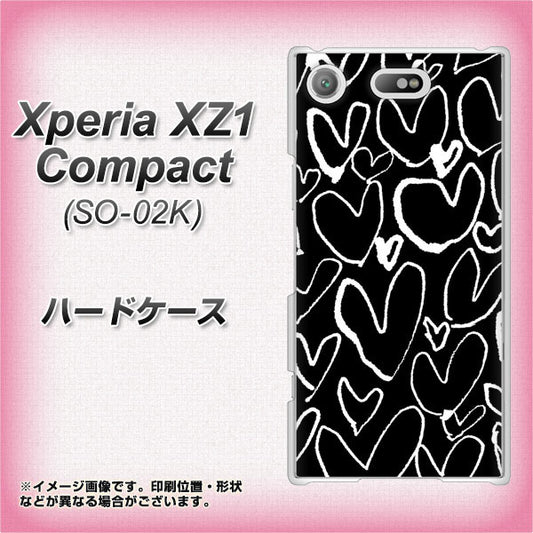 docomo エクスペリアXZ1 コンパクトSO-02K 高画質仕上げ 背面印刷 ハードケース【1124 ハート BK&WH】