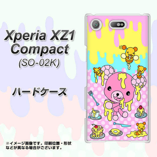 docomo エクスペリアXZ1 コンパクトSO-02K 高画質仕上げ 背面印刷 ハードケース【AG822 ハニベア(水玉ピンク)】