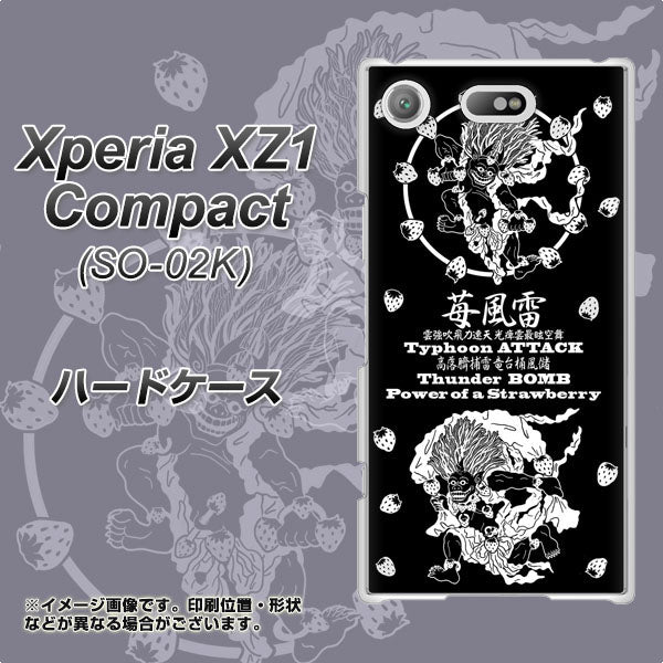docomo エクスペリアXZ1 コンパクトSO-02K 高画質仕上げ 背面印刷 ハードケース【AG839 苺風雷神(黒)】