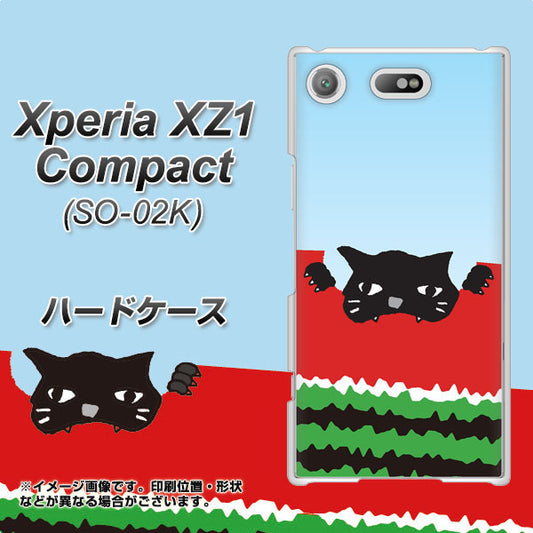 docomo エクスペリアXZ1 コンパクトSO-02K 高画質仕上げ 背面印刷 ハードケース【IA815 すいかをかじるネコ(大)】