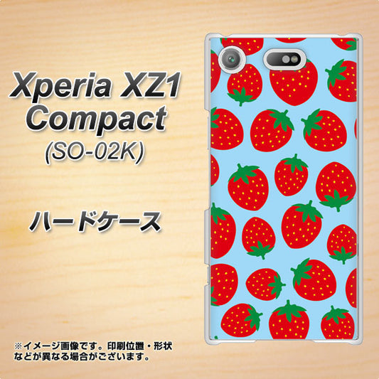 docomo エクスペリアXZ1 コンパクトSO-02K 高画質仕上げ 背面印刷 ハードケース【SC814 小さいイチゴ模様 レッドとブルー】