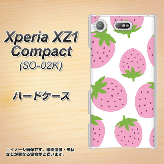 docomo エクスペリアXZ1 コンパクトSO-02K 高画質仕上げ 背面印刷 ハードケース【SC816 大きいイチゴ模様 ピンク】