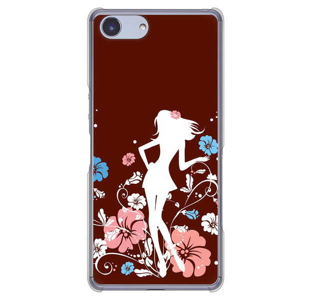 Xperia Ace SO-02L docomo 高画質仕上げ 背面印刷 ハードケース 【110 ハイビスカスと少女】