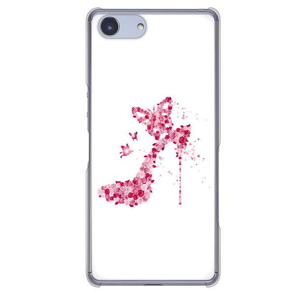 Xperia Ace SO-02L docomo 高画質仕上げ 背面印刷 ハードケース 【387 薔薇のハイヒール】