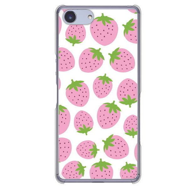 Xperia Ace SO-02L docomo 高画質仕上げ 背面印刷 ハードケース 小さいイチゴ模様